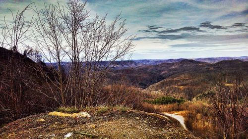 Scenic view of landscape against cloudy sky