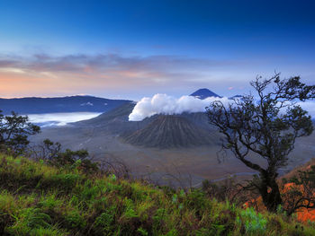 Scenic view of volcanic landscape against sky