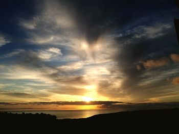 Scenic view of silhouette landscape against sky during sunset