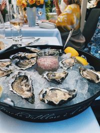 Close-up of food in plate on table