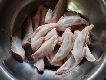 High angle view of chopped vegetables in bowl