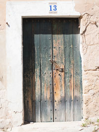 Closed door of old building