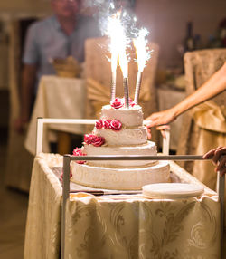 Close-up of illuminated candle