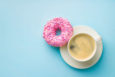 High angle view of coffee on table