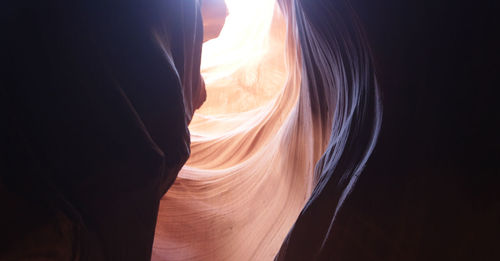 Low angle view of rock at sunset