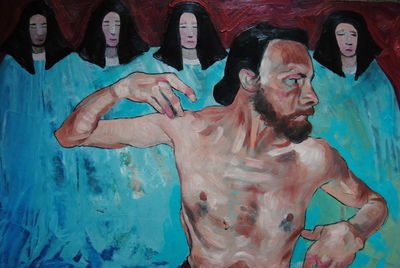 Close-up of painting on wall