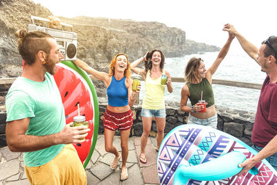 Group of people standing in water