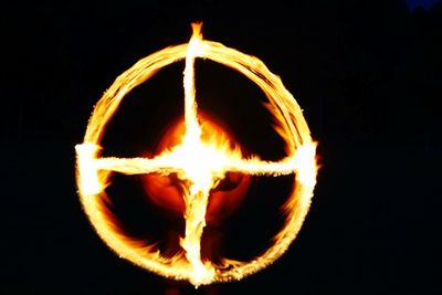 Close-up of bonfire at night