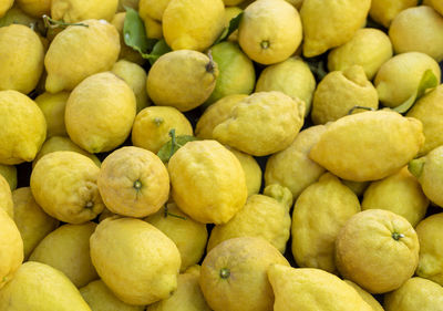 Full frame shot of lemons for sale at market