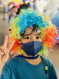 Portrait of boy wearing mask