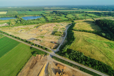 High angle view of agricultural field