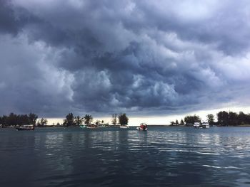 Scenic view of lake against sky