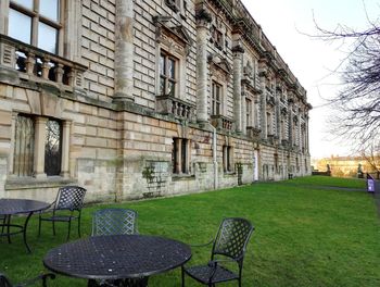 Grass in front of building