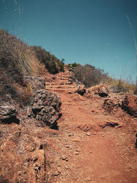Scenic view of land against clear sky