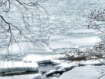 Scenic view of frozen lake during winter