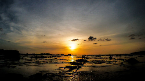 Scenic view of sea at sunset