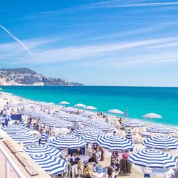 View of sea against blue sky