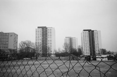 View of cityscape against clear sky