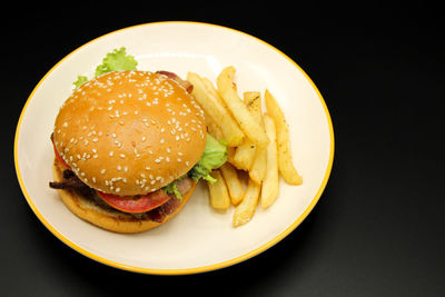 Close-up of burger on plate