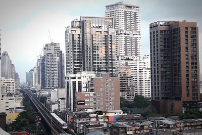 View of skyscrapers in city