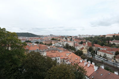 High angle view of townscape against sky