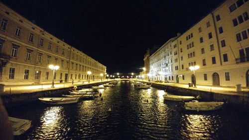 View of illuminated buildings at night