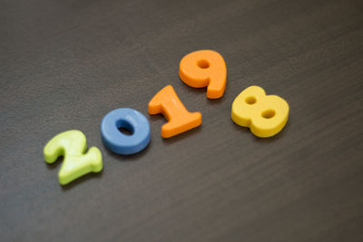 Close-up of toys on table