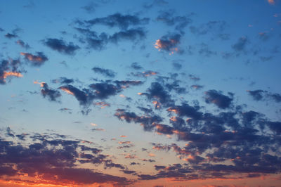 Low angle view of sky during sunset