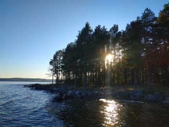 Scenic view of sea against clear sky