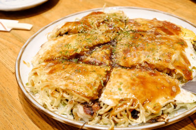 High angle view of meal served in plate