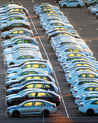 High angle view of cars on street