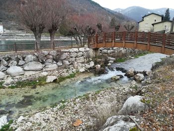 Scenic view of river stream during winter