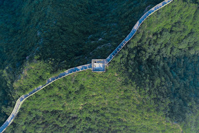 High angle view of the great wall in summer