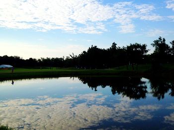 Reflection of clouds in lake