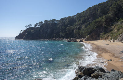 Scenic view of sea against clear sky