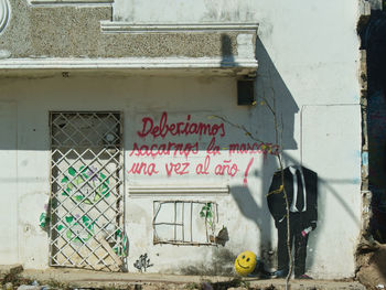 Graffiti on wall of abandoned building