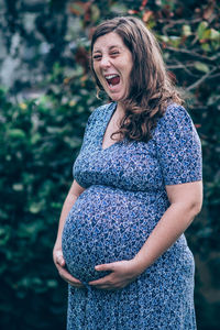 Close-up of pregnant woman