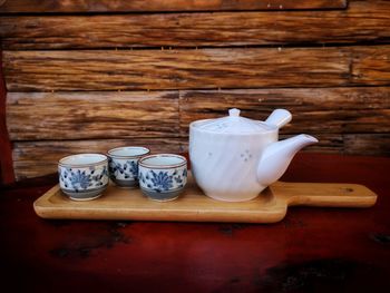 Close-up of coffee cup on table