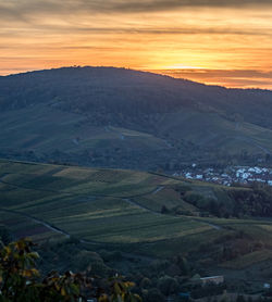 Scenic view of landscape against sky during sunset