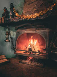 Close-up of bonfire at night