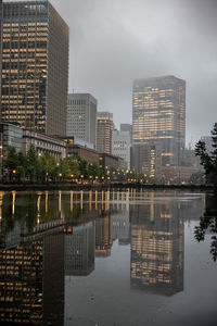 Reflection of buildings in water