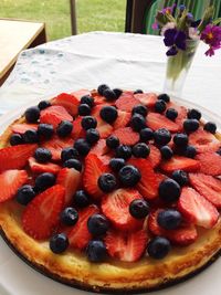 Close-up of cake in plate on table