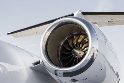 Close-up of aircraft jet engine