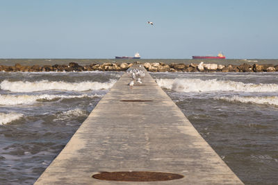Scenic view of sea against clear sky