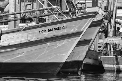 View of boats moored at harbor