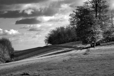 Scenic view of landscape against cloudy sky