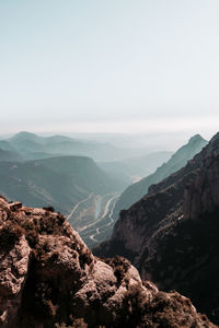 Scenic view of mountains against clear sky