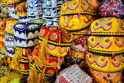 Uyghur women's colorful traditional square hats doppa in xinjiang grand bazaar