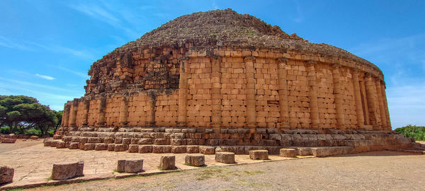 Old ruins of royal mausoleum of mauretania against sky