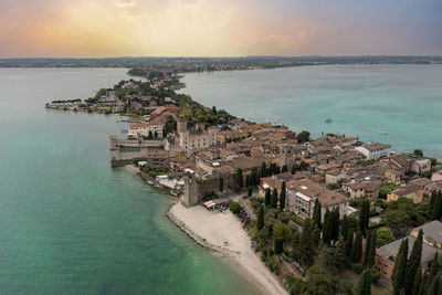 High angle view of sea against sky